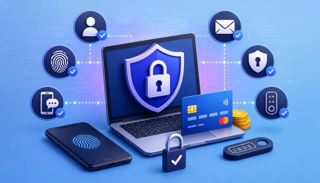 Payment API authentication security icons with credit card and lock