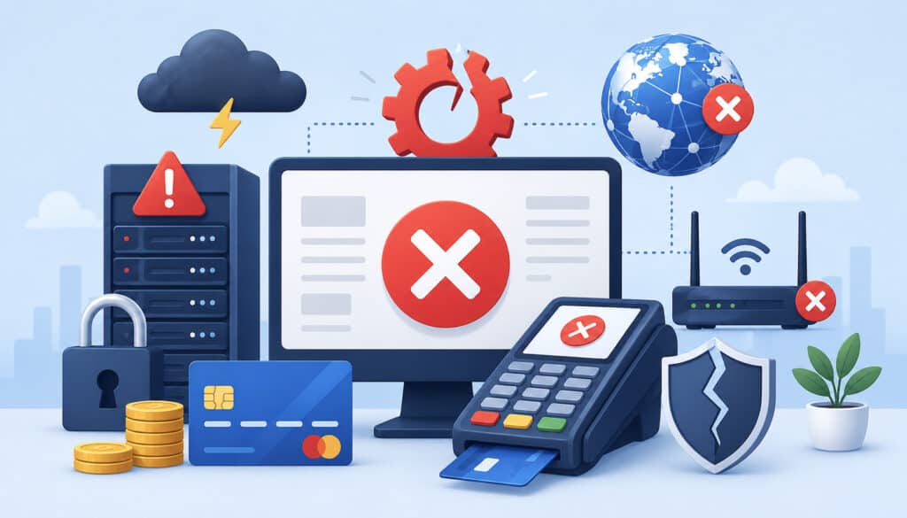 Payment gateway downtime and failed transaction illustration