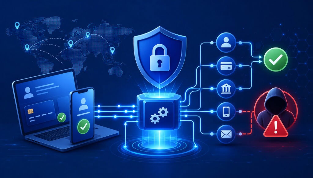 Fraud prevention API securing digital payments using real-time verification icons