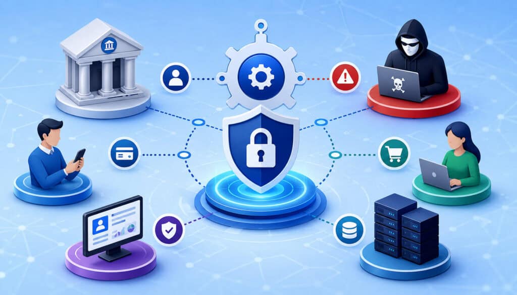 API-based fraud prevention network illustration