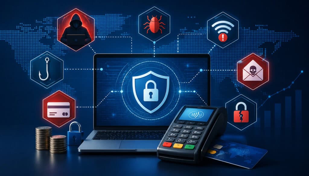 Payment gateway cybersecurity threats illustration
