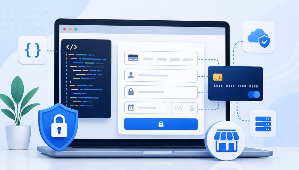 Secure hosted payment form with embedded JavaScript and merchant checkout controls