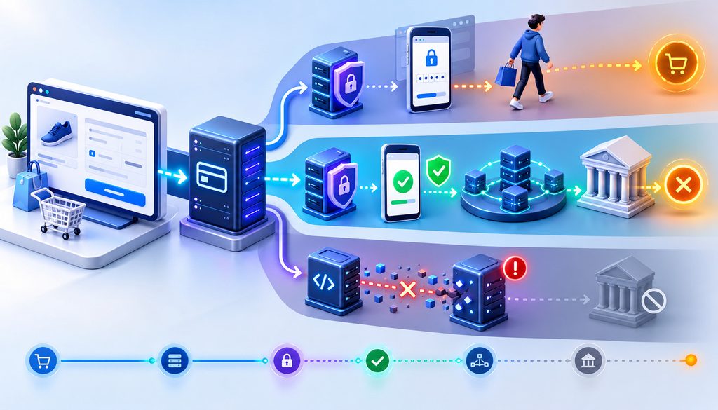 3D Secure abandonment, authentication failure and issuer decline during WooCommerce checkout